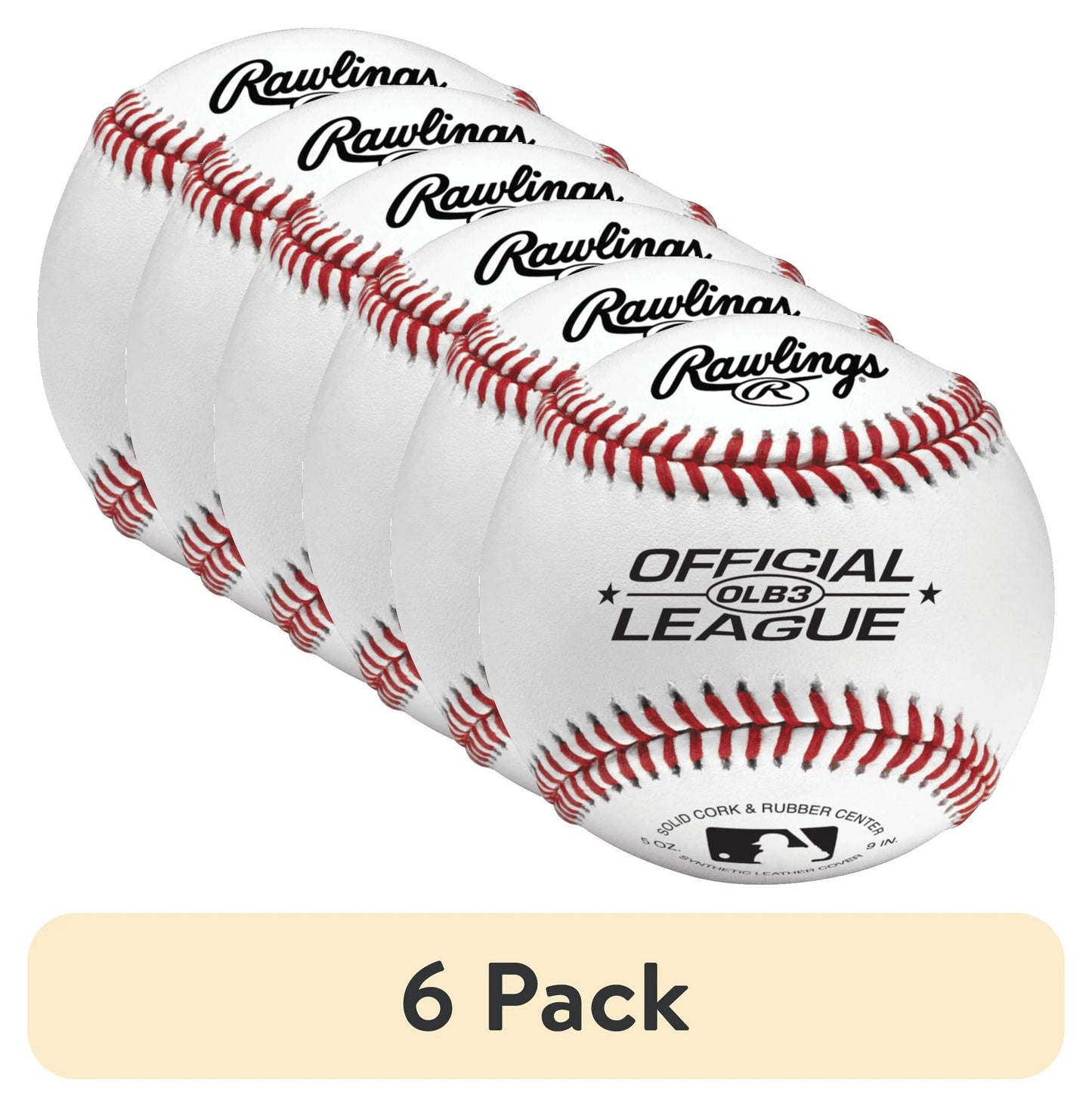 (6 Pack) OLB3 Official League Recreational Use Baseball, Single Ball